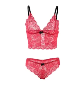 SUBBLIME - 953898 SILK AND LACE NIGHTGOWN PANTIES RED S-M